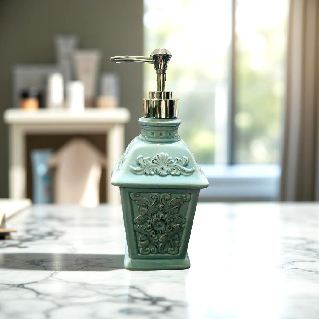 Soap Dispenser - Flower Pedestal - Blue