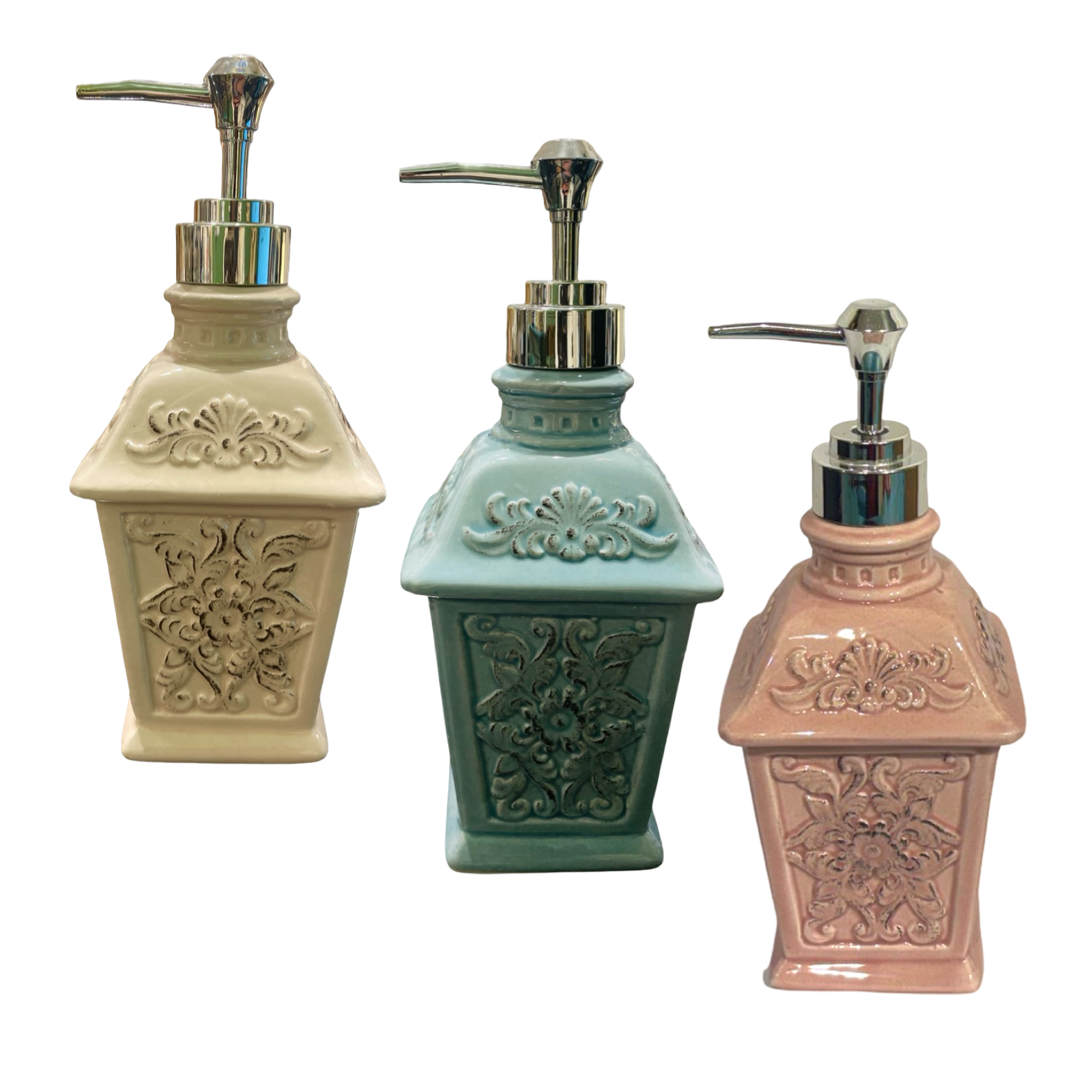 Soap Dispenser - Flower Pedestal - Blue