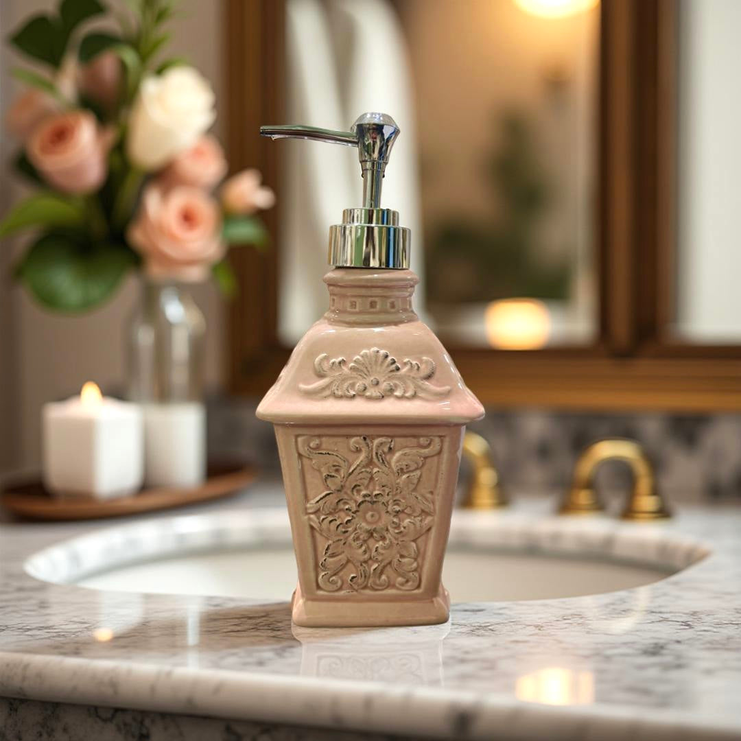 Soap Dispenser - Flower Pedestal - Pink