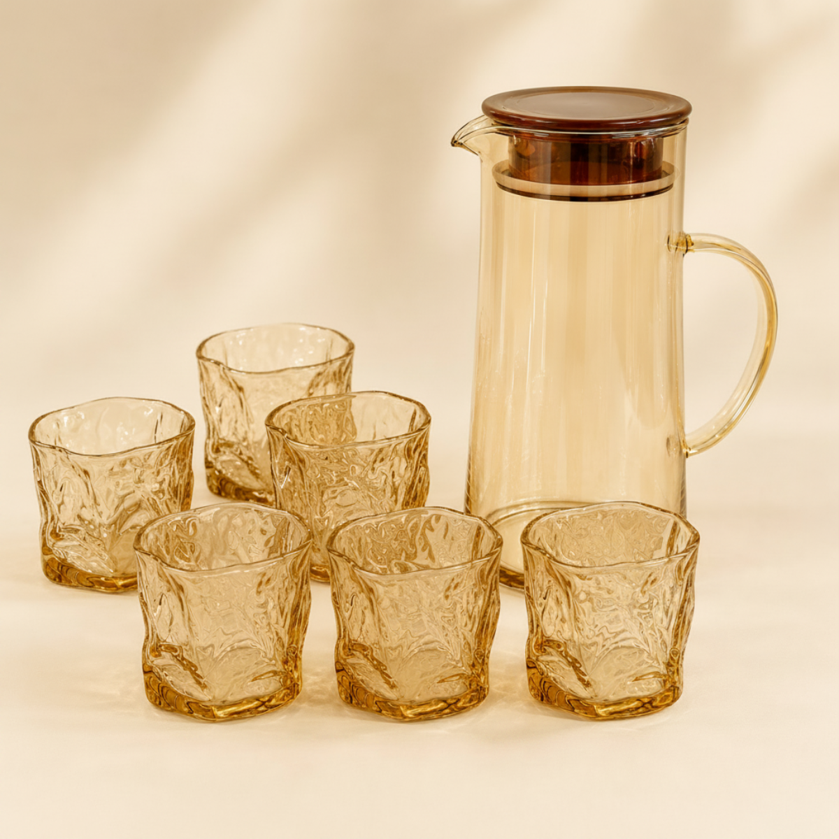 Lemon Set - Amber Tint Jug & Glass S07