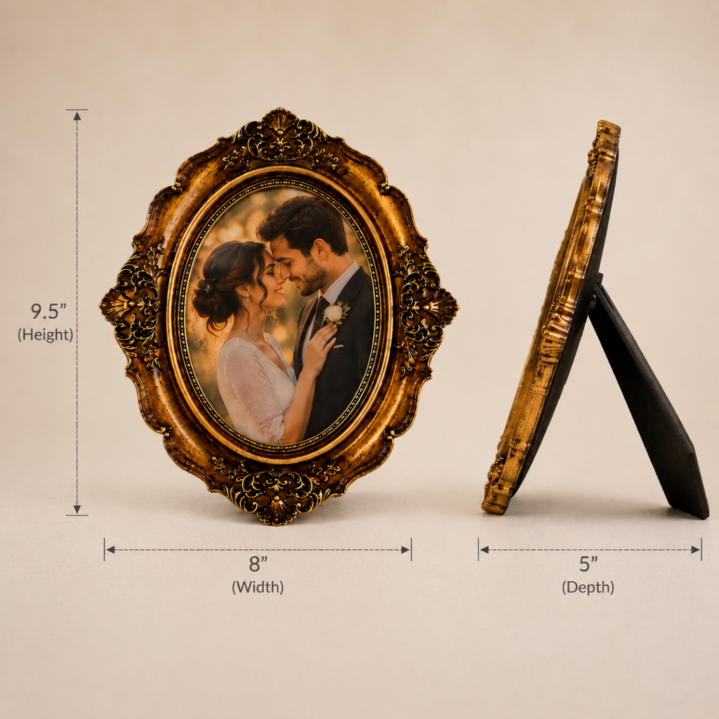 Ornate Gold Vintage Oval Photo Frame