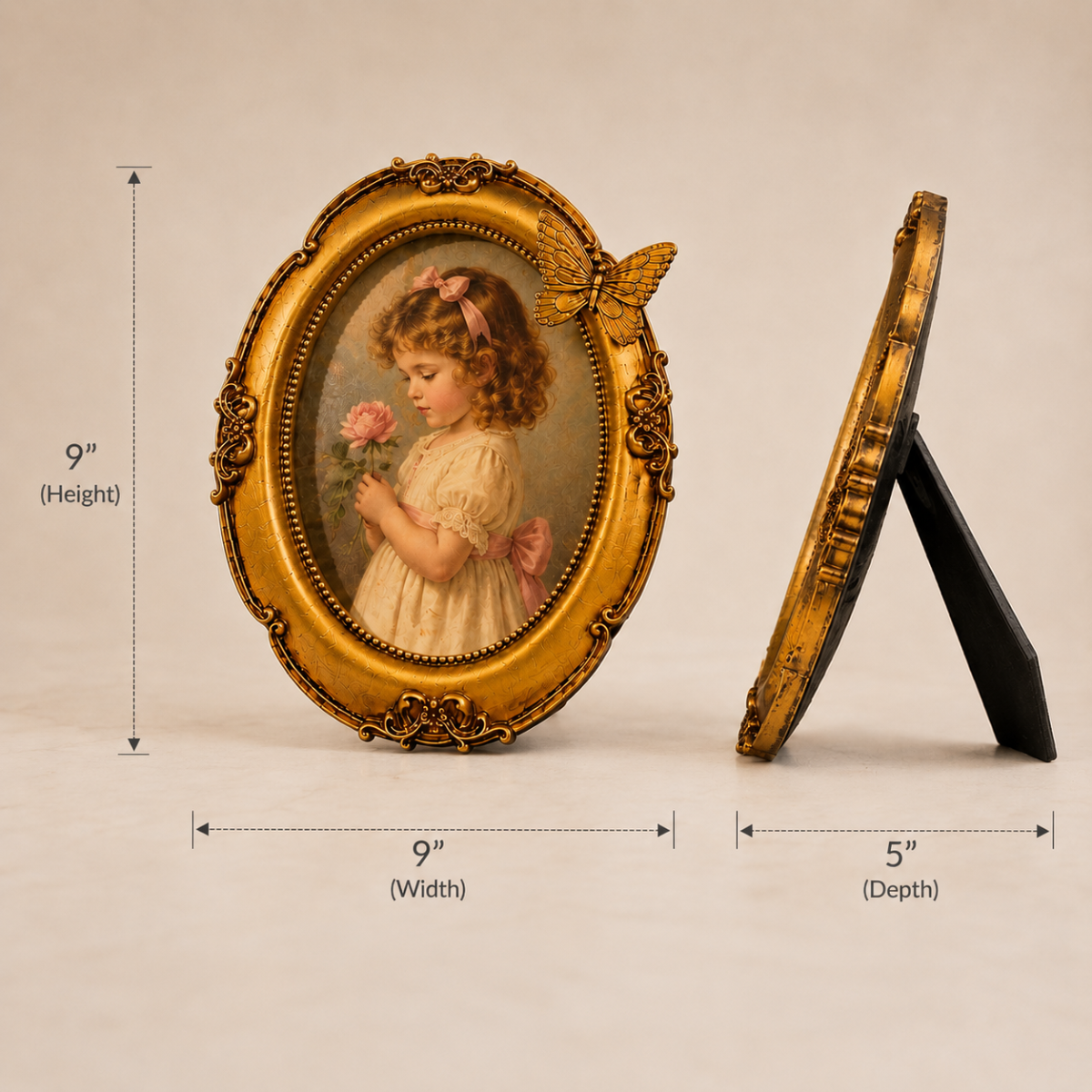 Vintage Gold Oval Butterfly Photo Frame