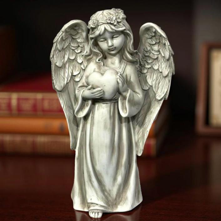 Decor - White Angel Holding Heart