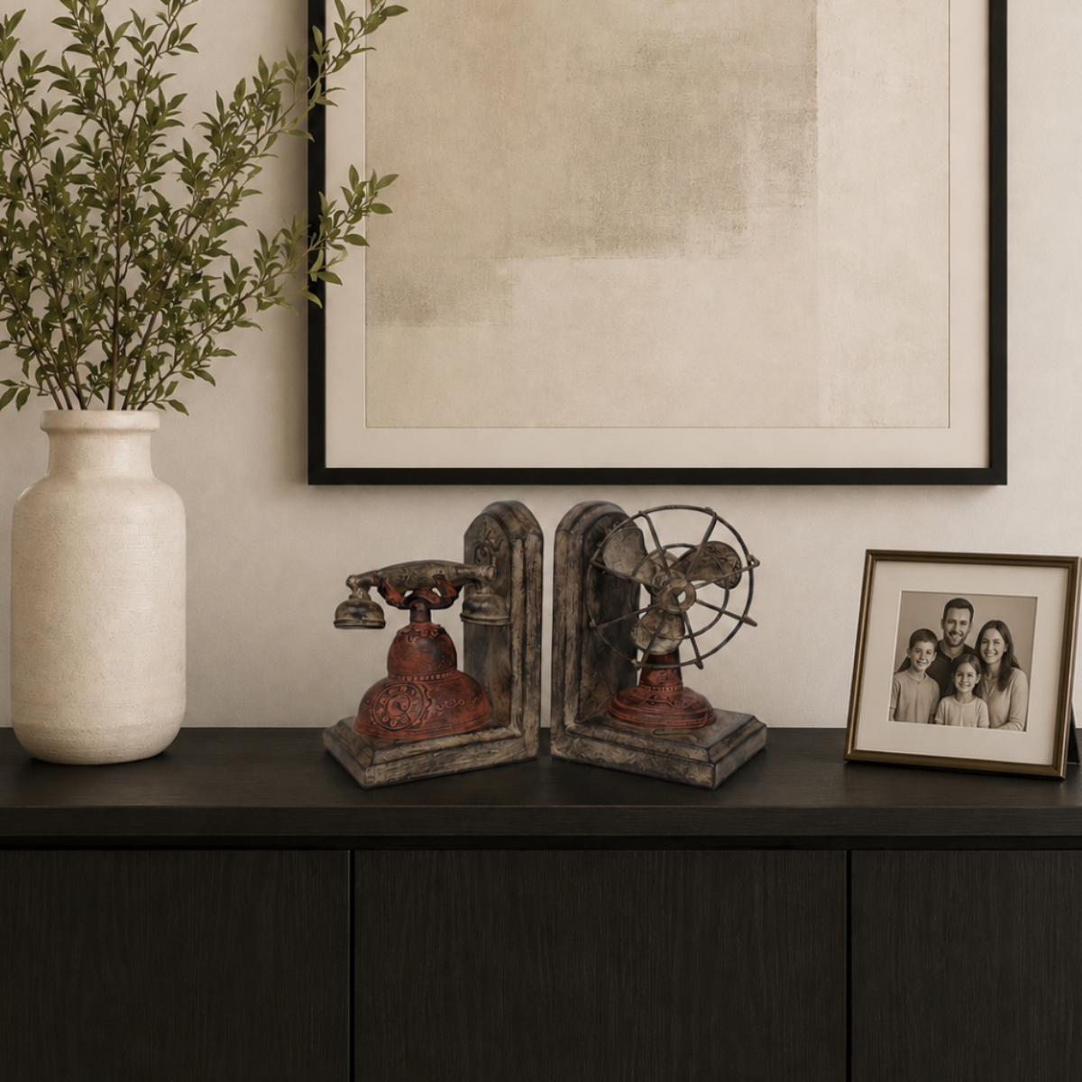 Bookend Vintage Red Phone & Fan