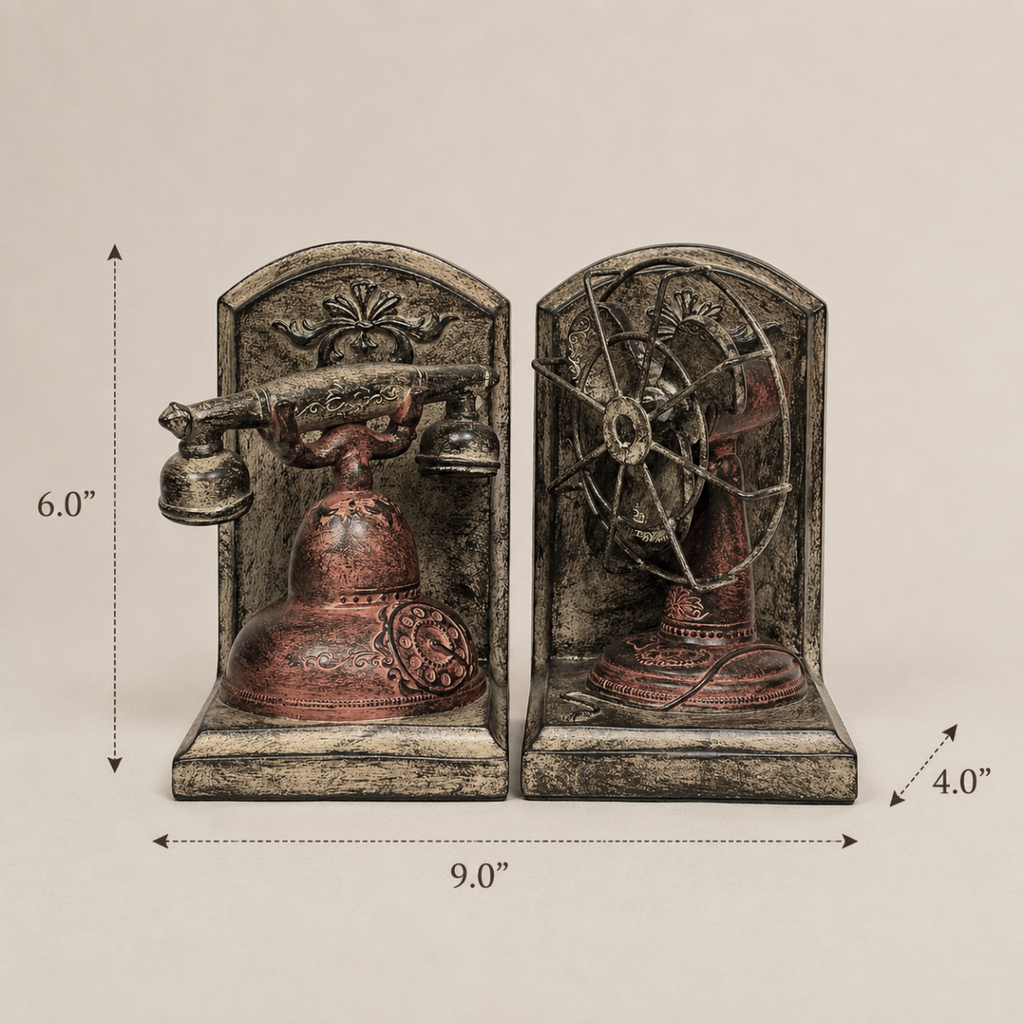 Bookend Vintage Red Phone & Fan