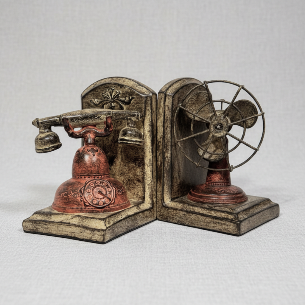 Bookend Vintage Red Phone & Fan