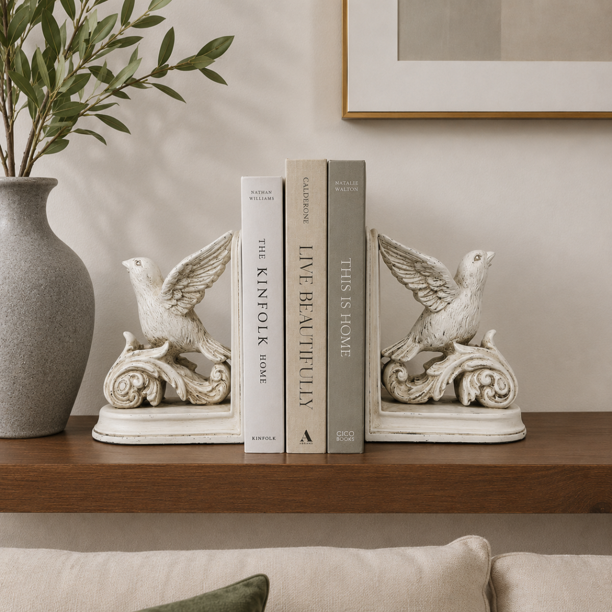 Bookend White Flying Bird