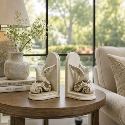 Bookend White Flying Bird