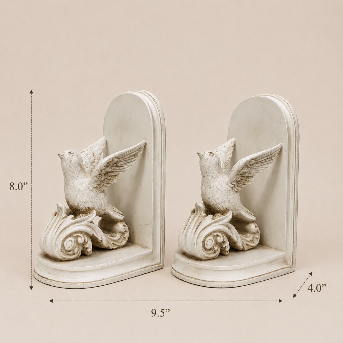Bookend White Flying Bird