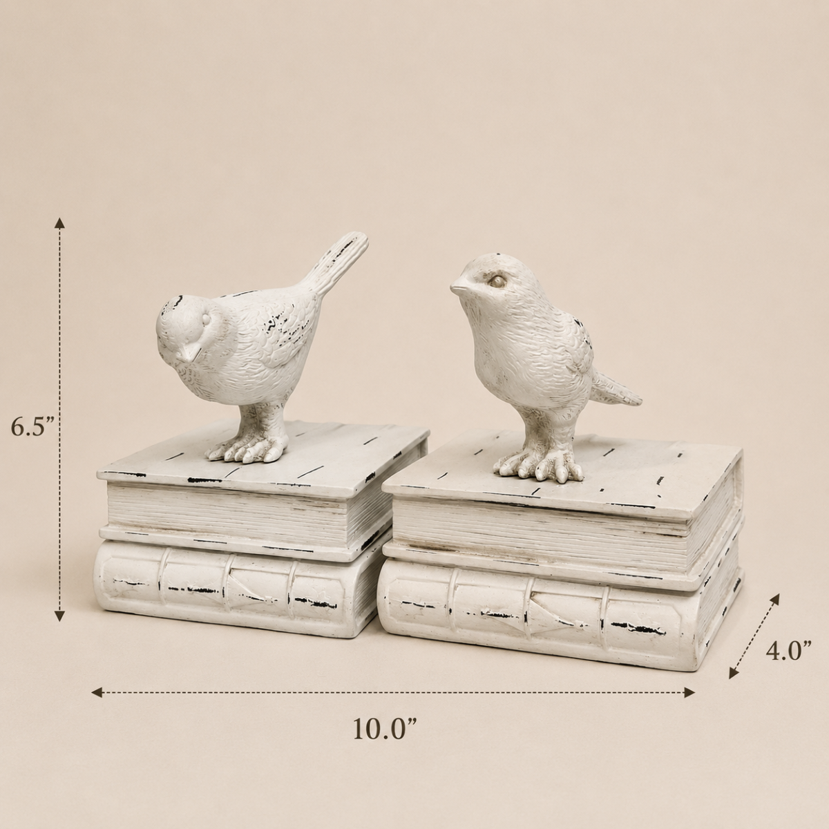 Bookend White Birdies Perched on Books