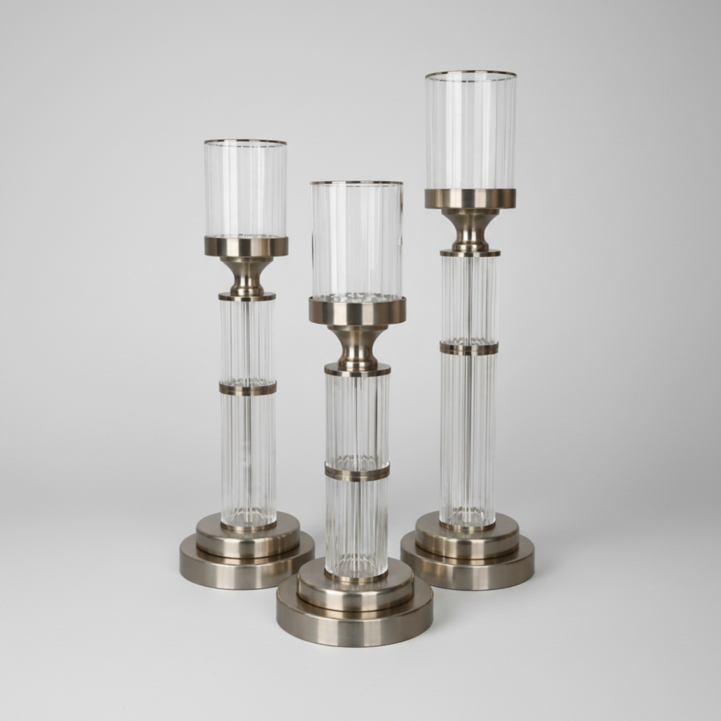 Celeste Fluted Candle Stand ( Set of 3)