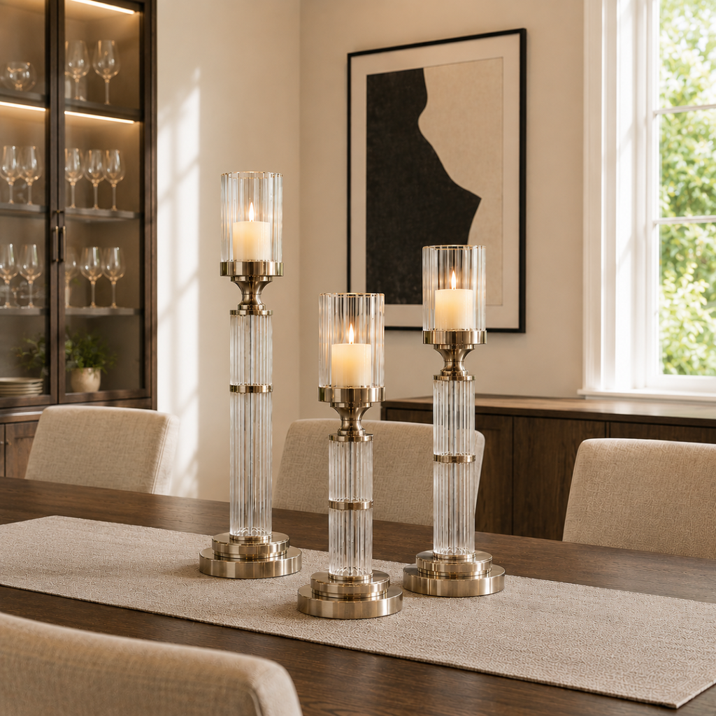 Celeste Fluted Candle Stand ( Set of 3)