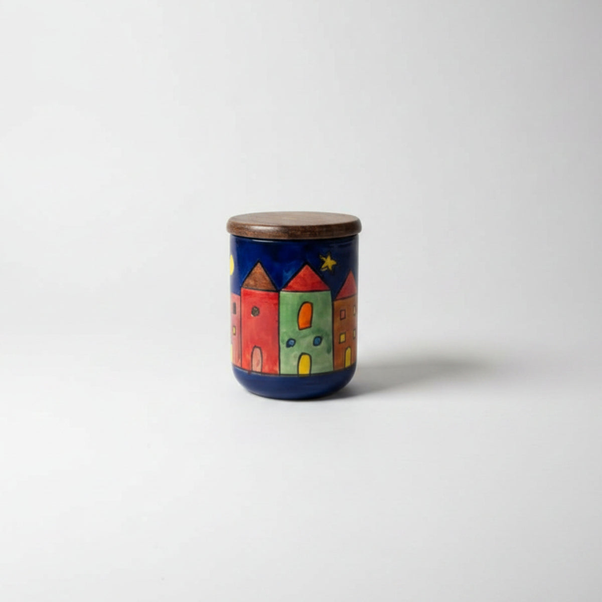 Jar - Buildings with Wood Lid