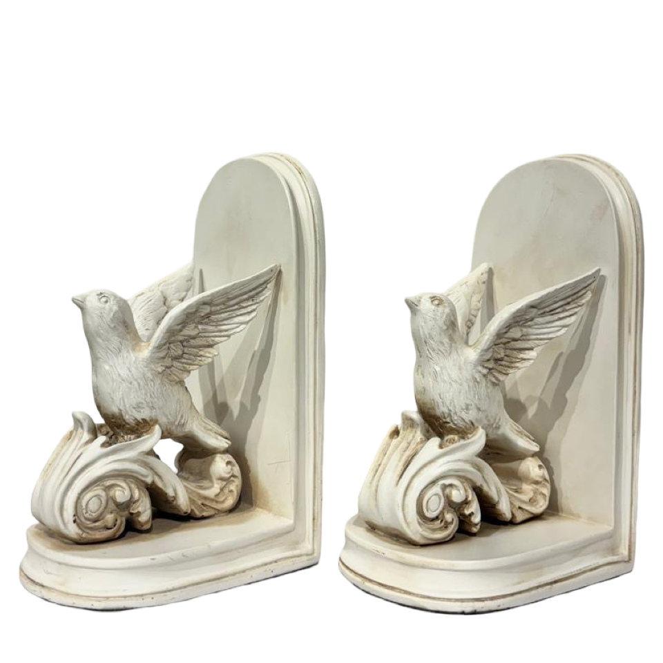 Bookend White Flying Bird