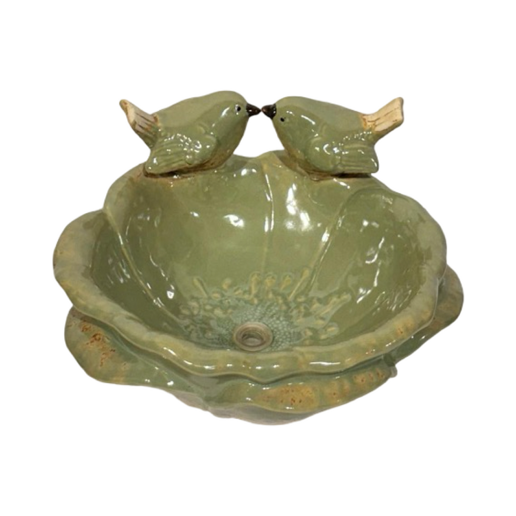 Bird Bath Flower with 2 Birds