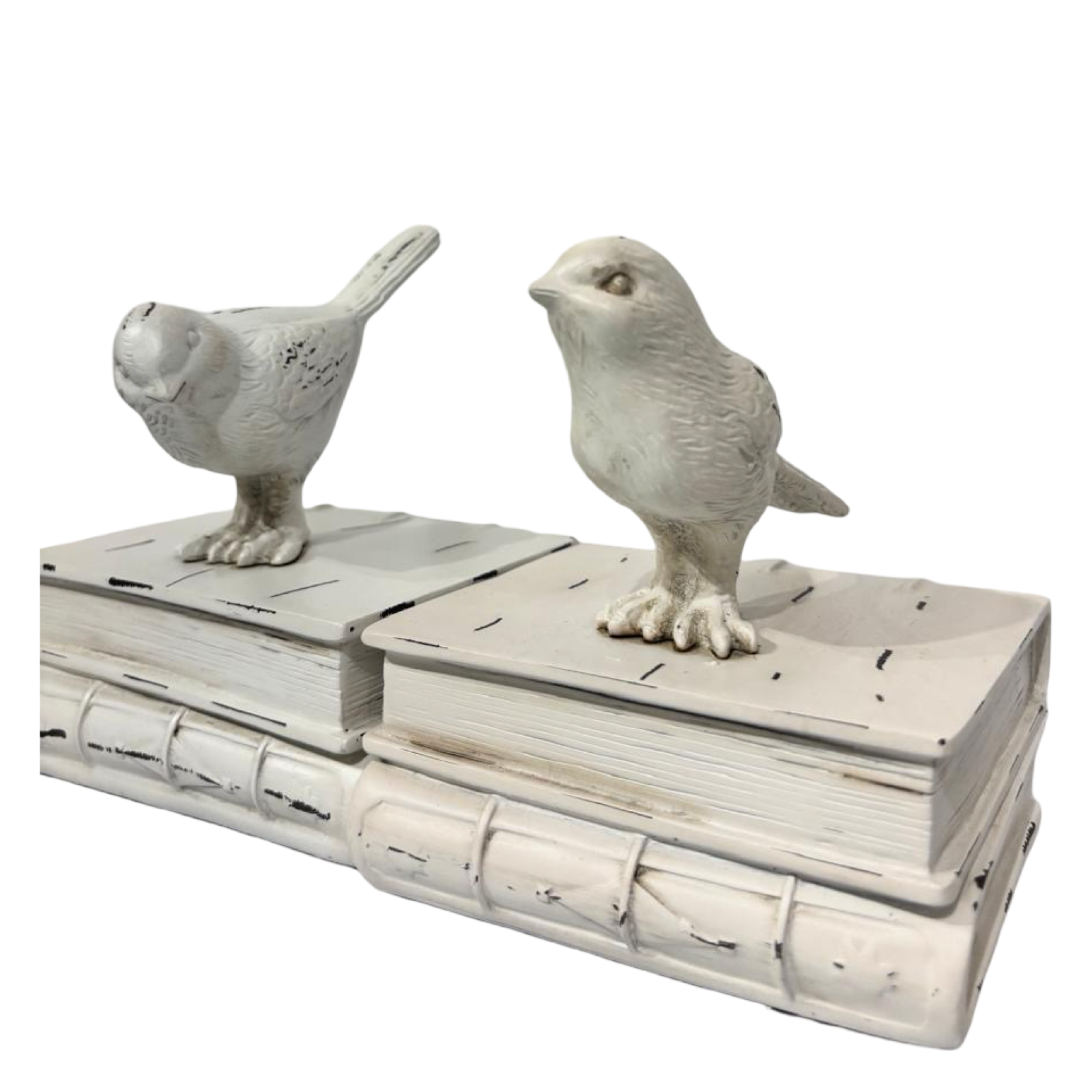 Bookend White Birdies Perched on Books