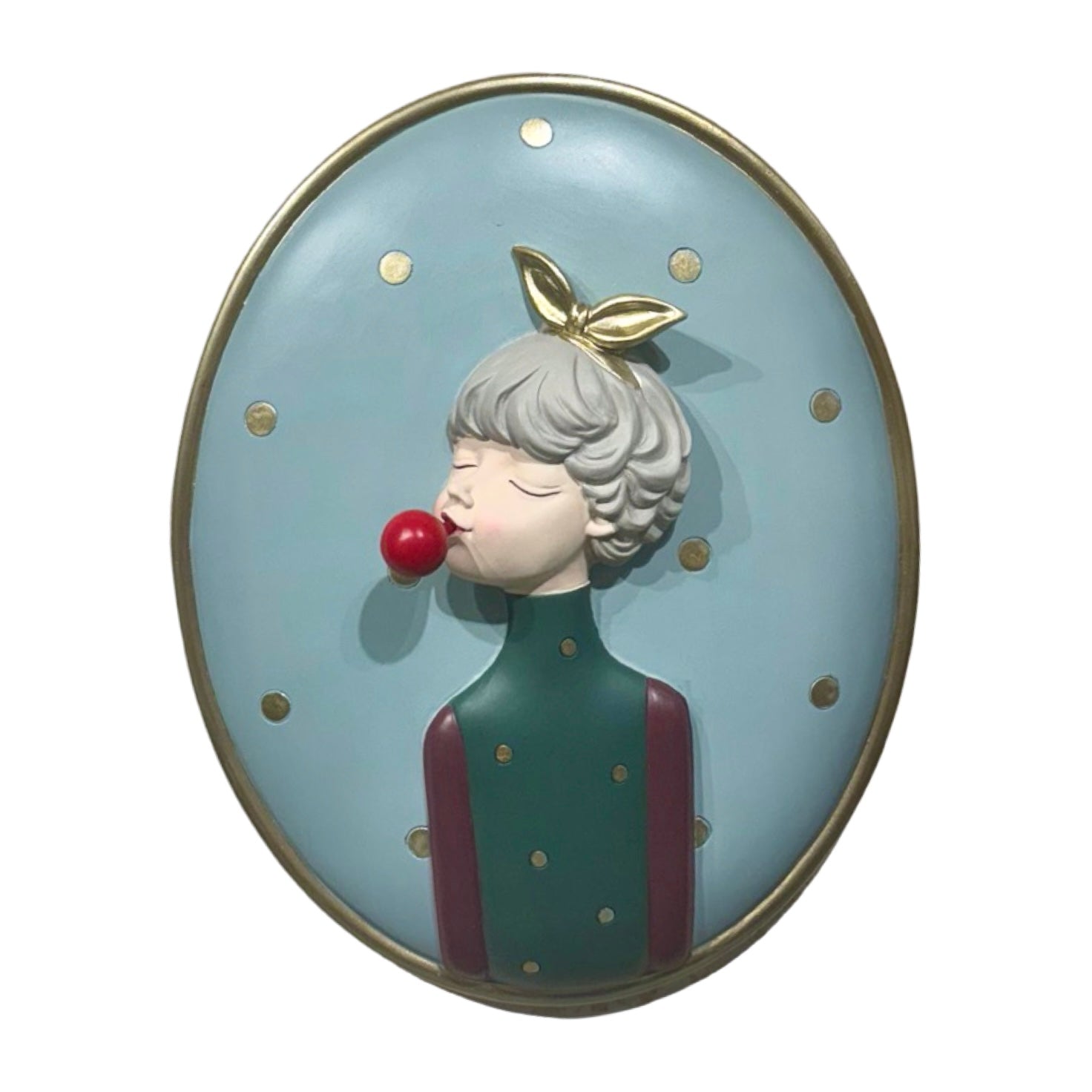 Wall Decor of Bubble Gum Girl in Silver Bow