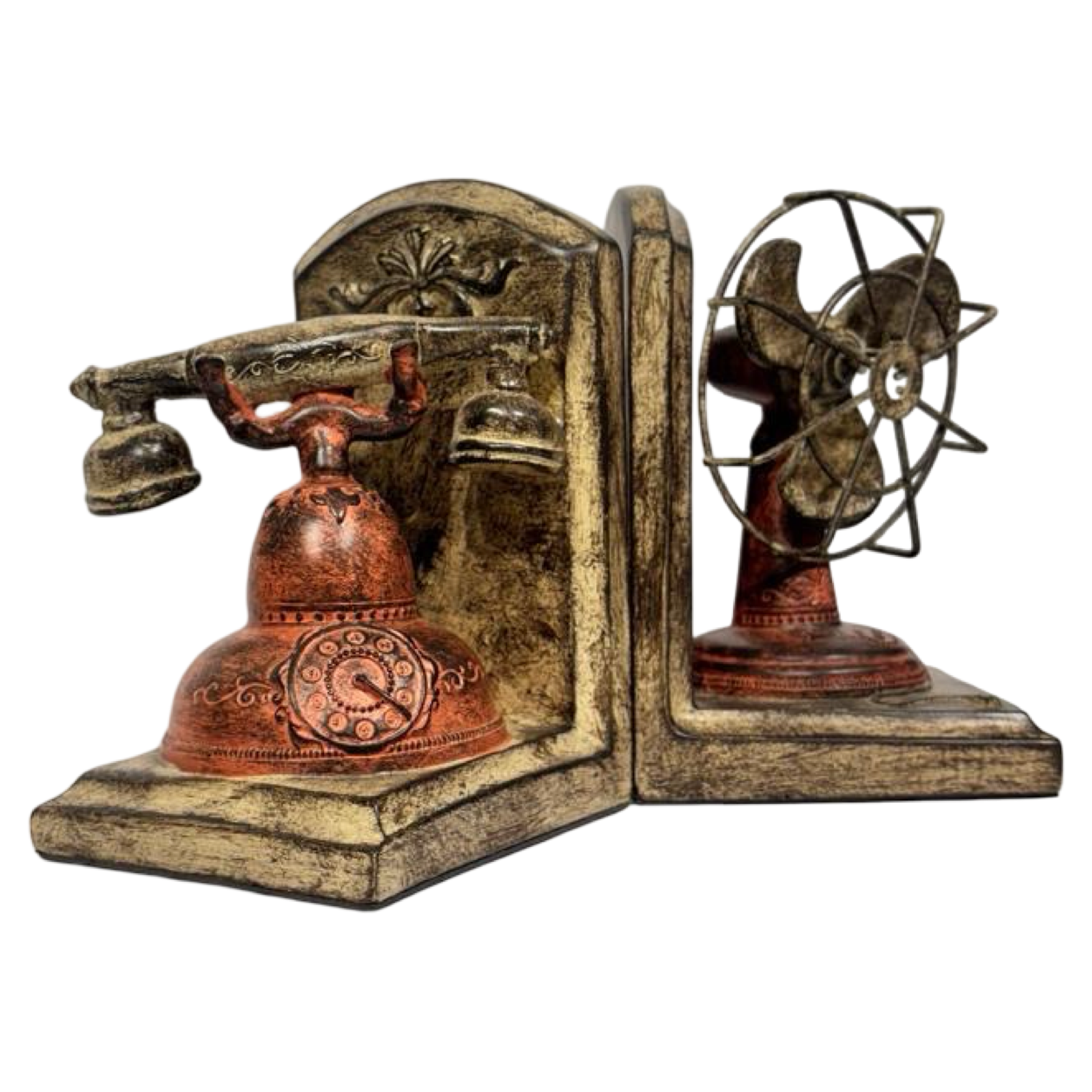 Bookend Vintage Red Phone & Fan