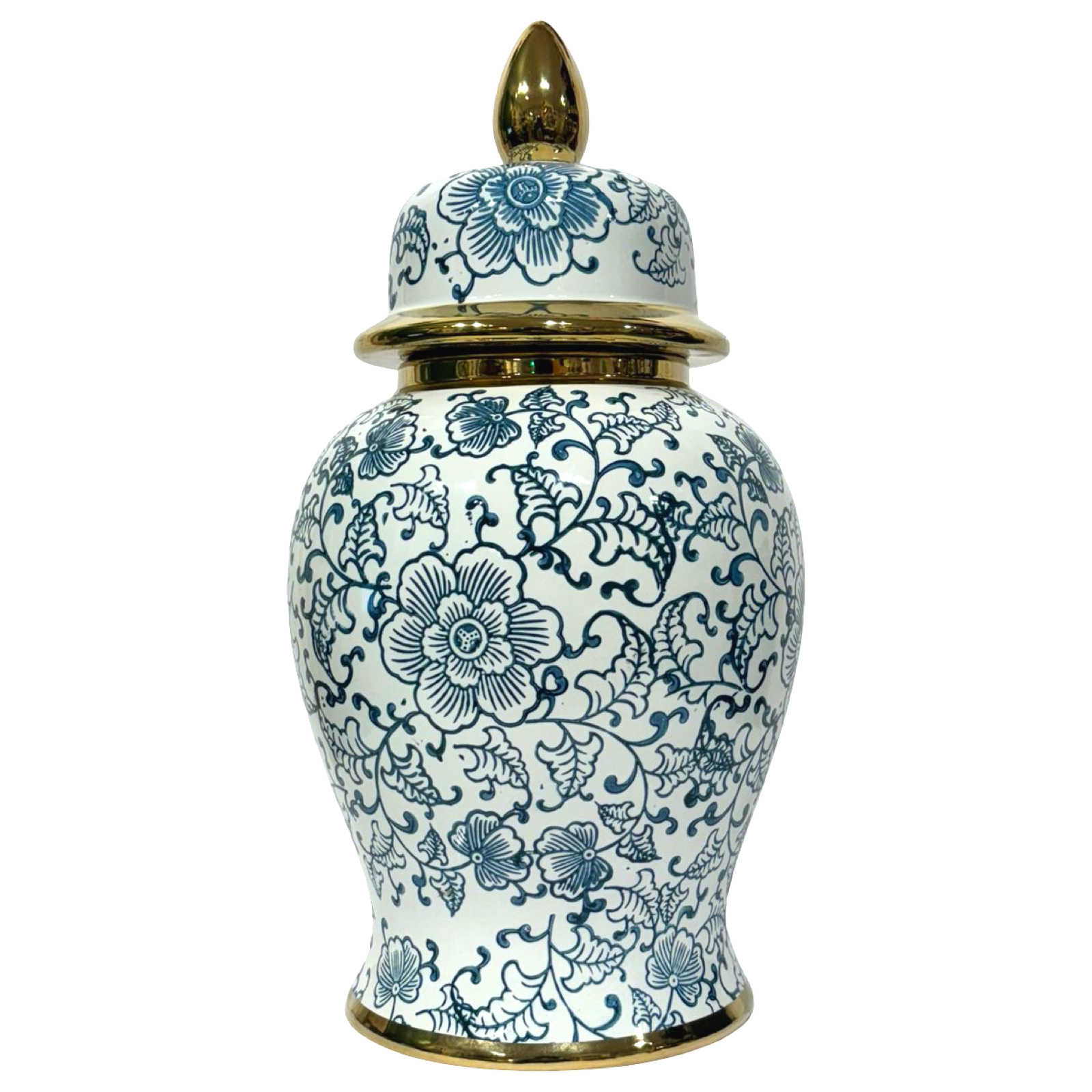 Temple Jar Albert in White Blue Flowers