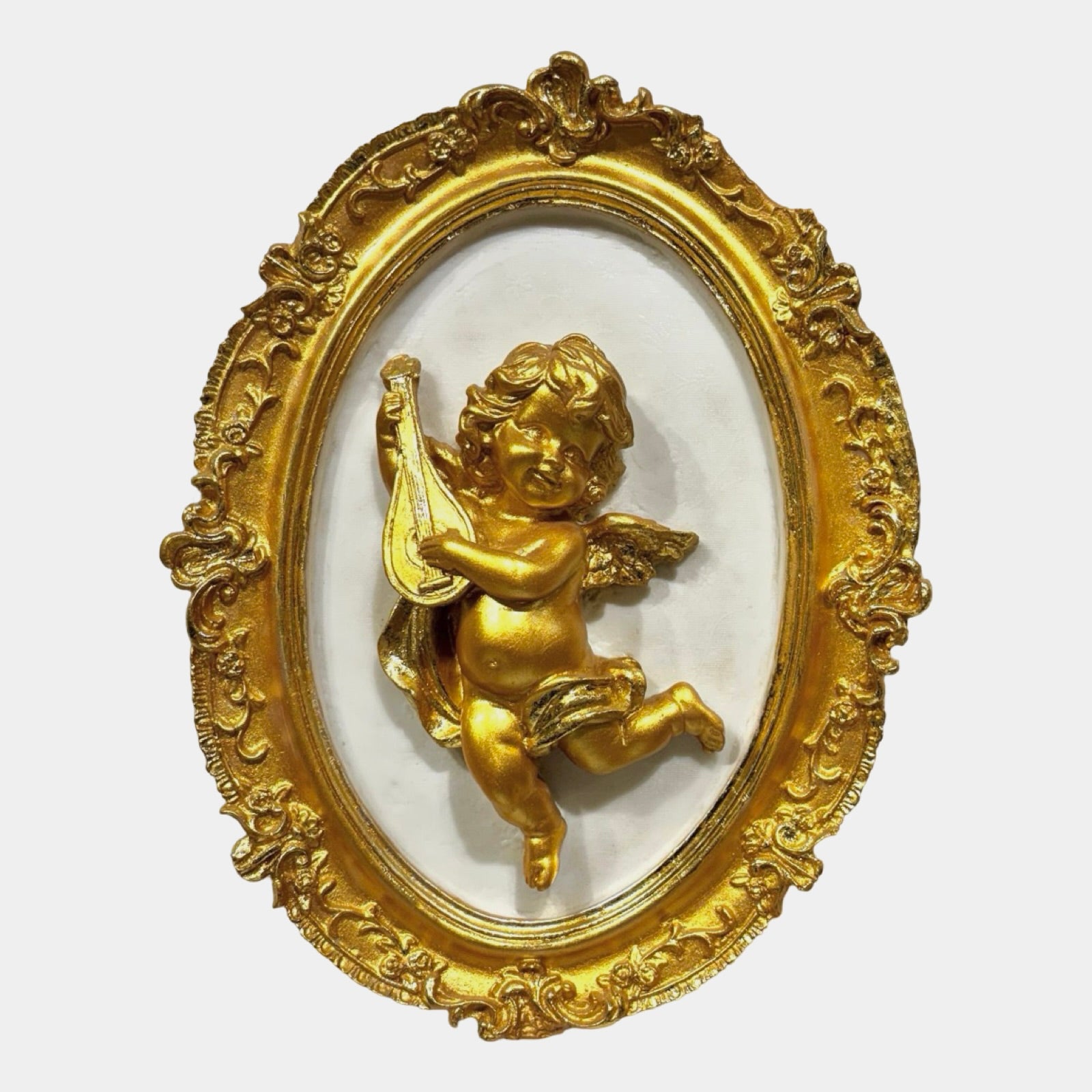 Wall Decor Oval Cherub - Gold (A)