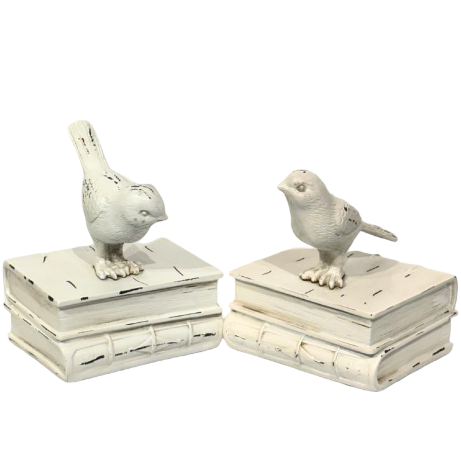 Bookend White Birdies Perched on Books