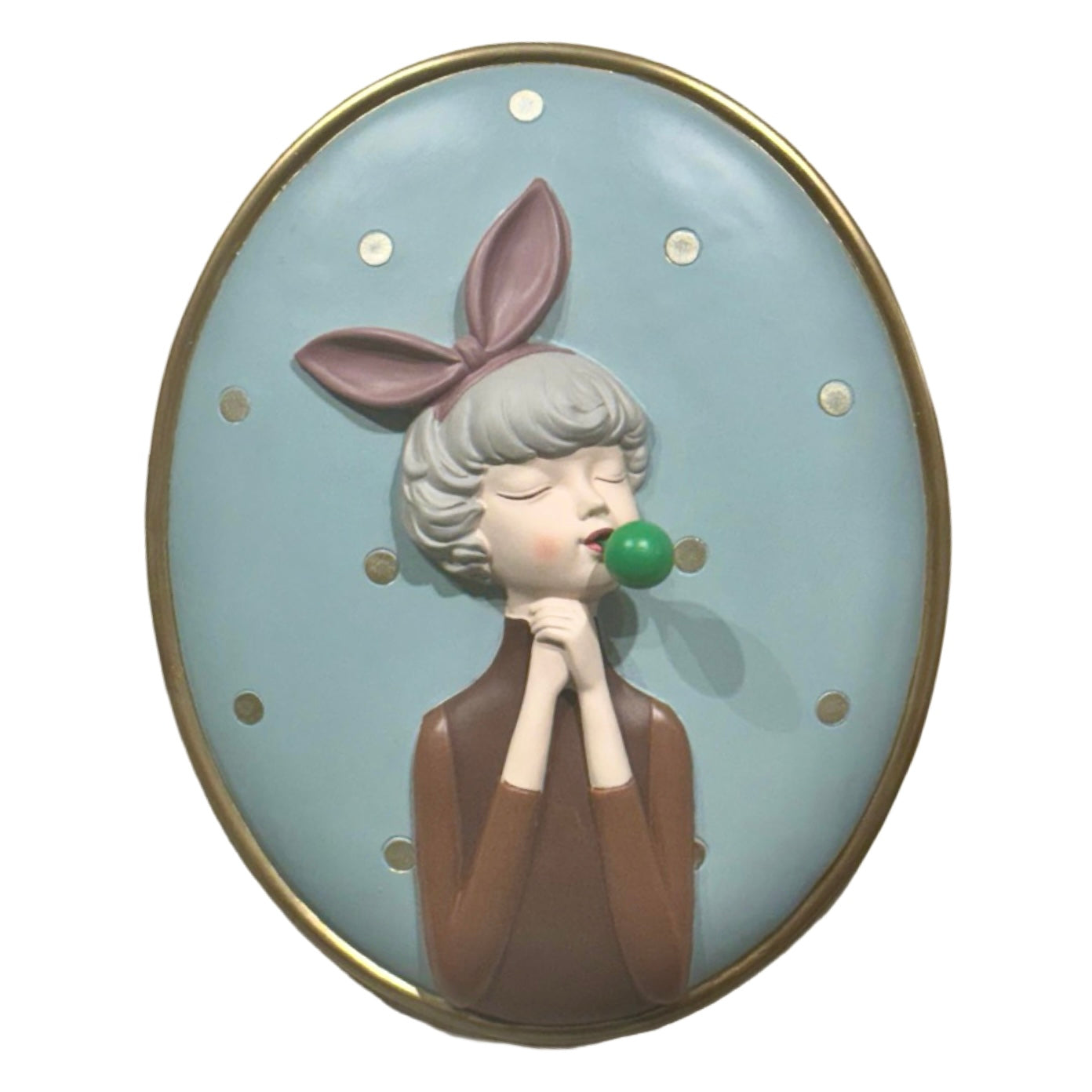 Wall Decor of Bubble Gum Girl in Pink Bow