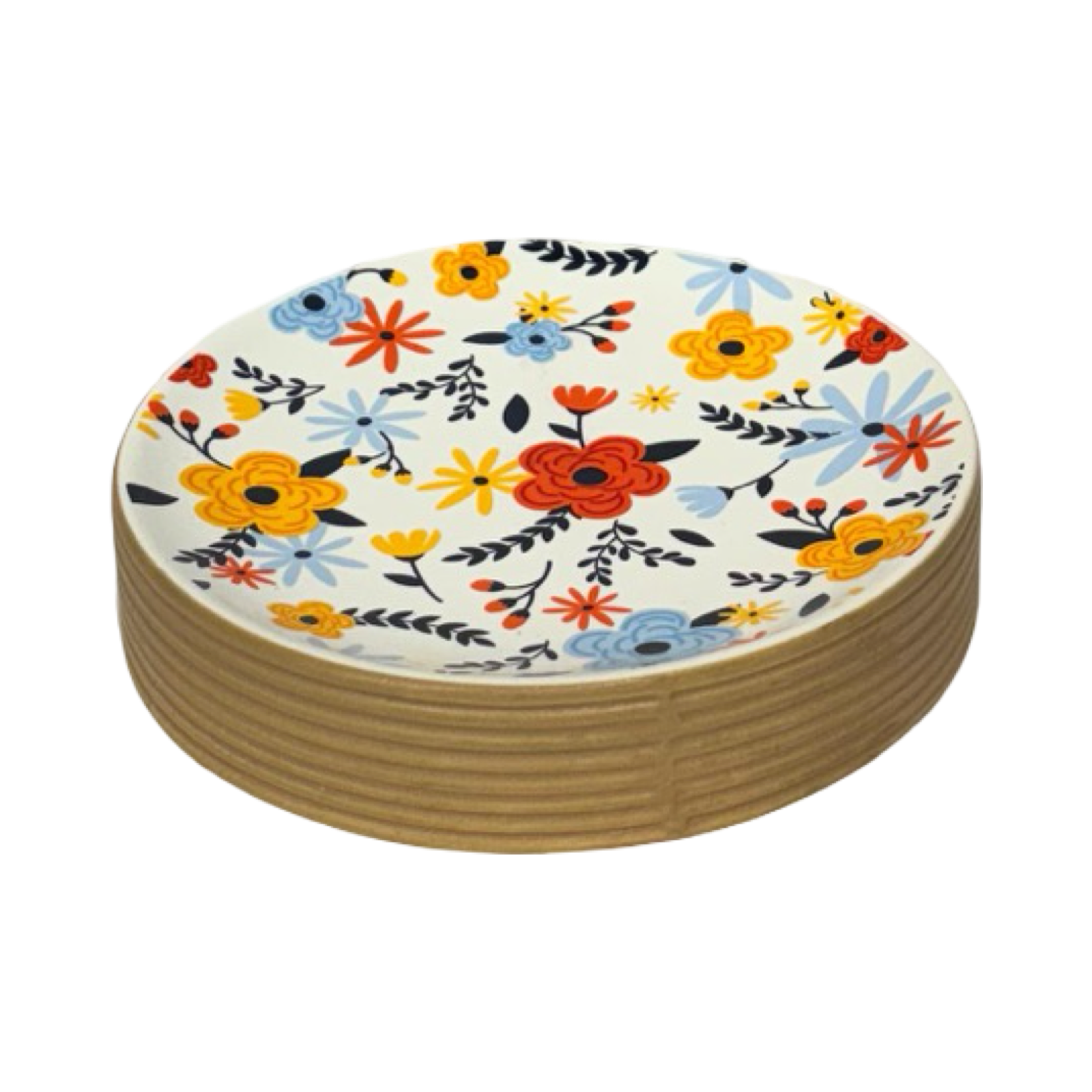 Bath Set Red Blue Yellow Flowers