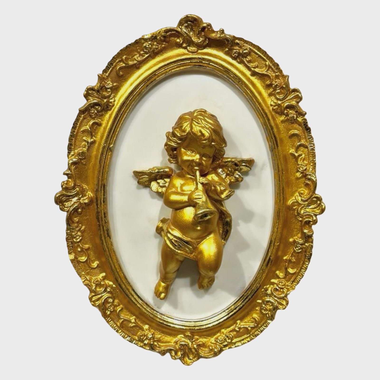 Wall Decor Oval Cherub - Gold (B)
