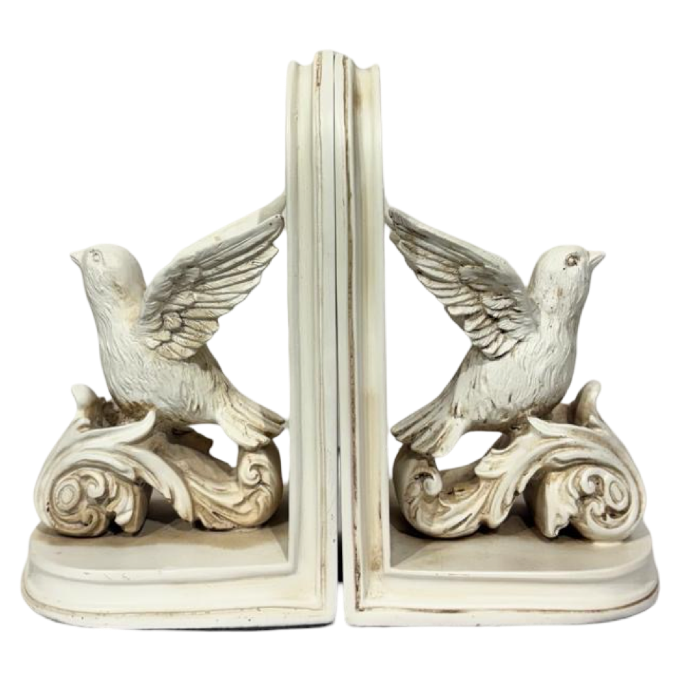 Bookend White Flying Bird
