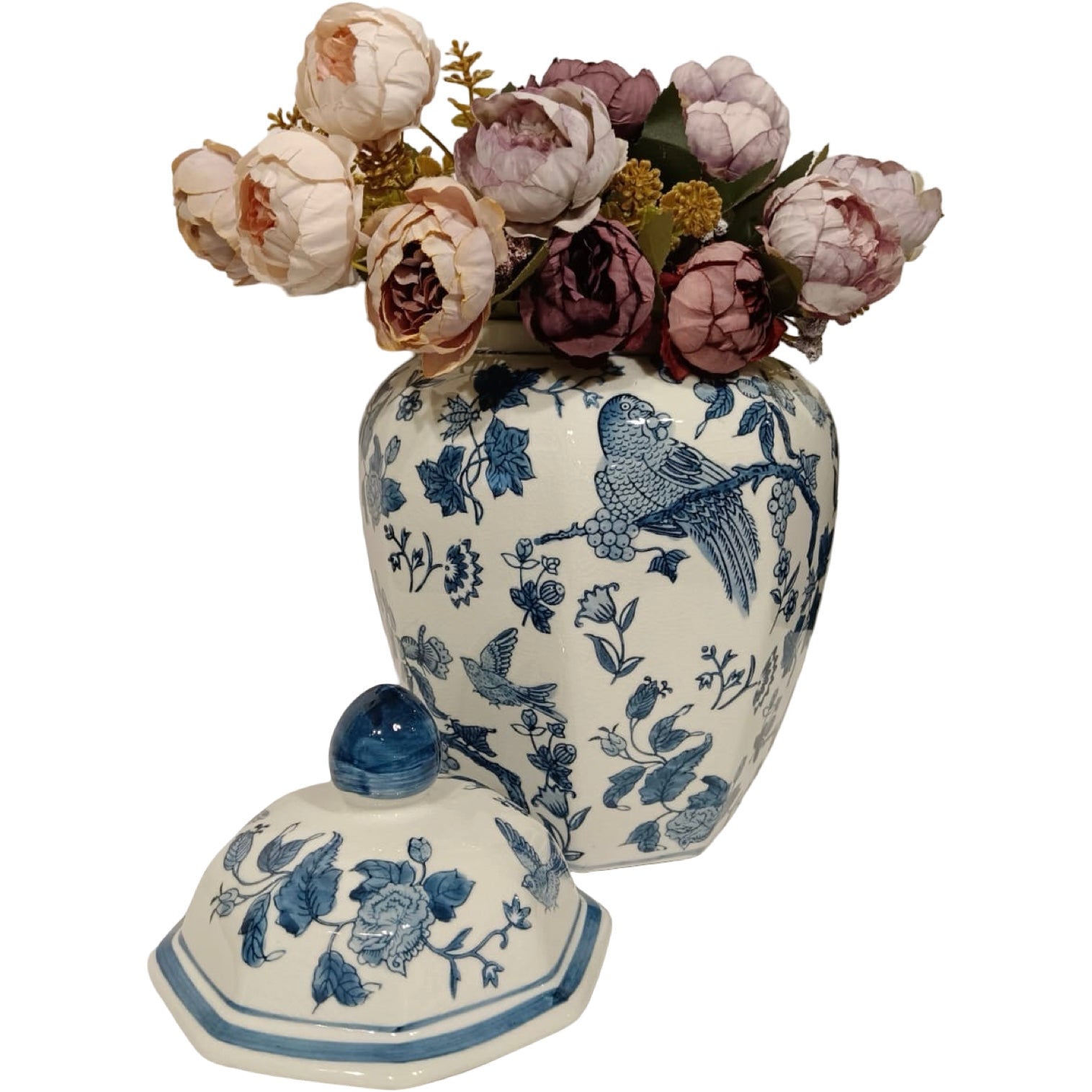 Temple Jar Albert in Blue Birds Motif