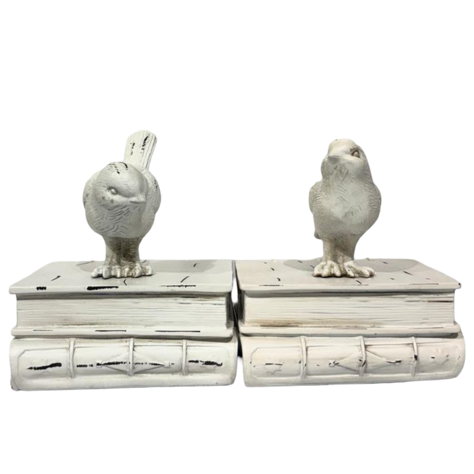 Bookend White Birdies Perched on Books