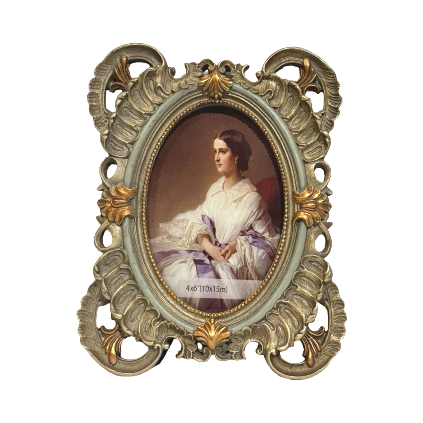 Photo Frame Victorian Oval Grey Small