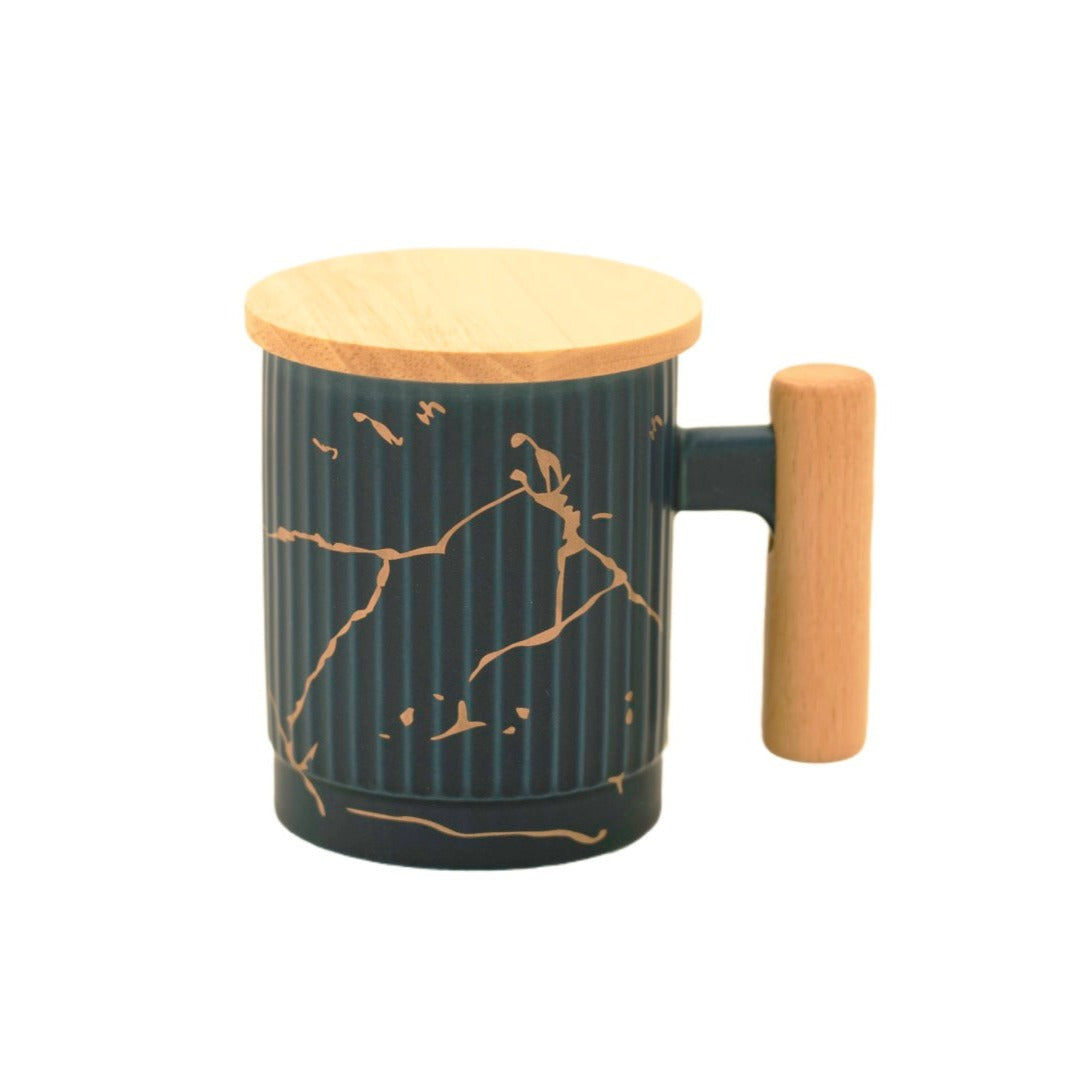 Mug Gold Stroke with Lid Blue