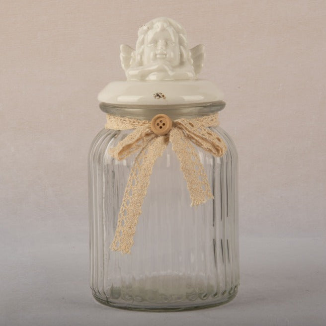 White Angel Glass Jar - Large