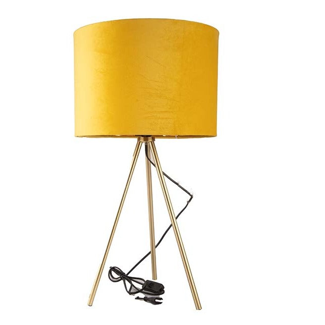 Gold Tripod Sunshine Yellow Lamp