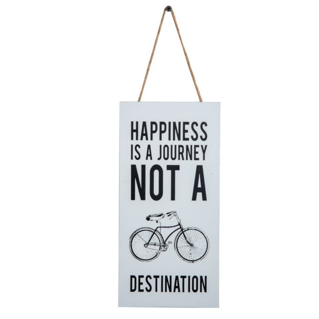 White Happiness Journey Wall Quote