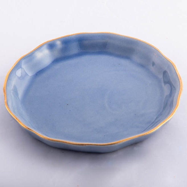 Gold Ceramic Plate Blue