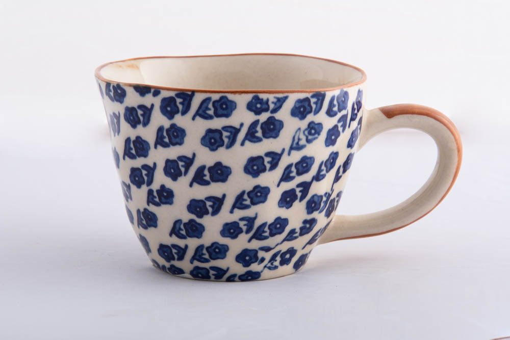 Tea Cup Ceramic Blue Flower