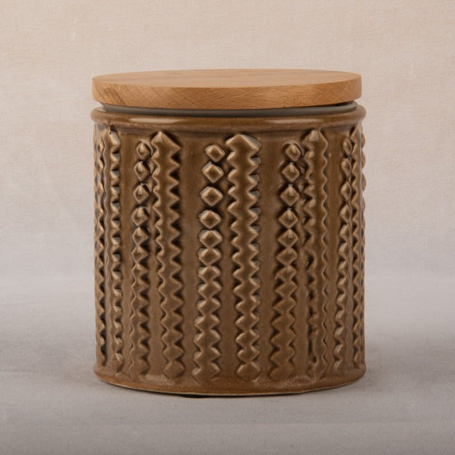Leaf Brown Storage Jar