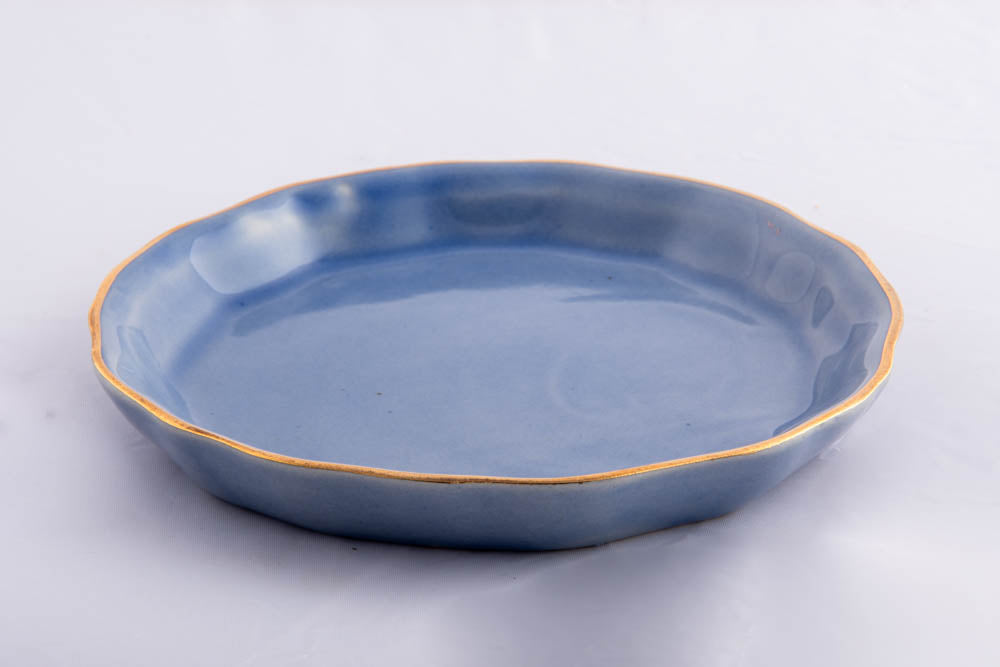 Gold Ceramic Plate Blue