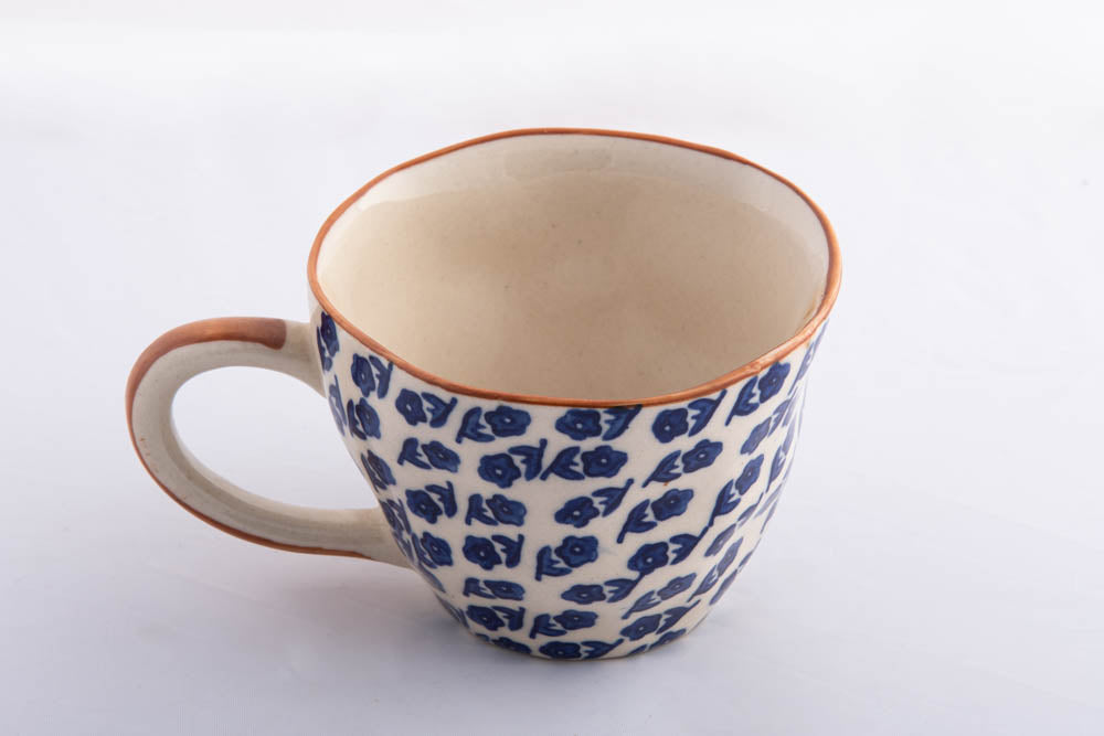 Tea Cup Ceramic Blue Flower