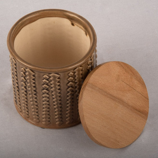Leaf Brown Storage Jar