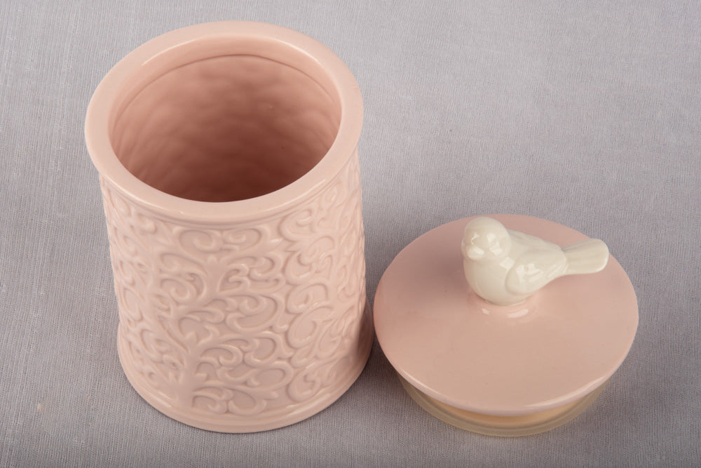 Pink Bird Storage Jar