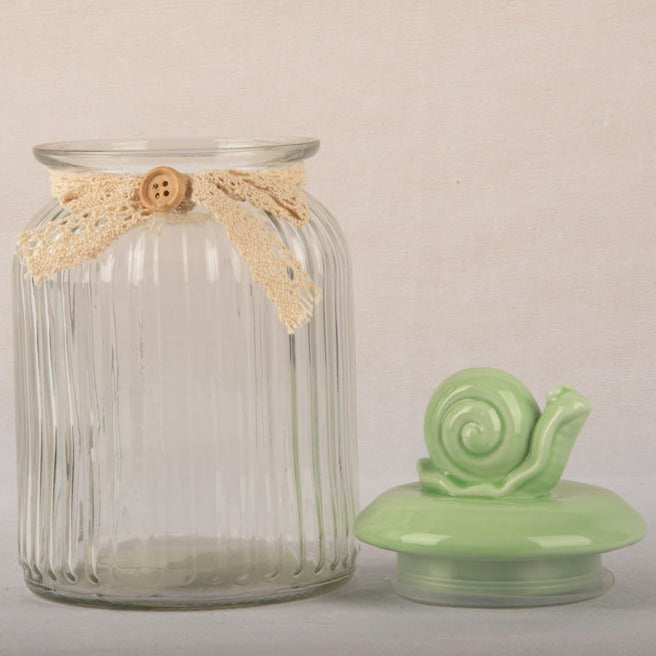 Green Snail Glass Jar - Large