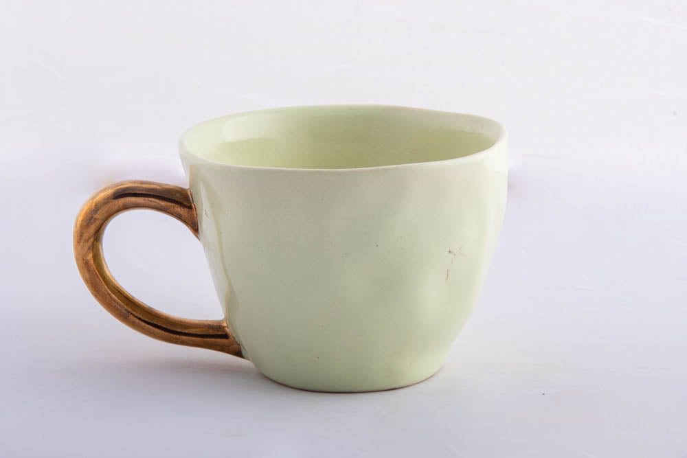 Tea Cup Ceramic Apple Green