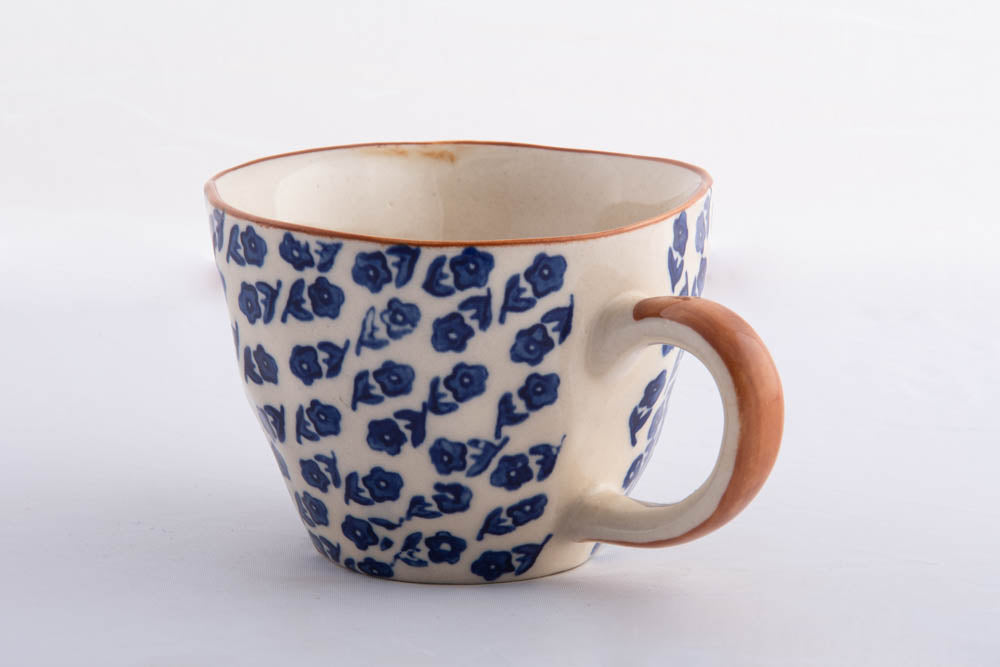 Tea Cup Ceramic Blue Flower
