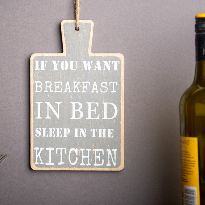 Grey Breakfast In Bed Wall Quote