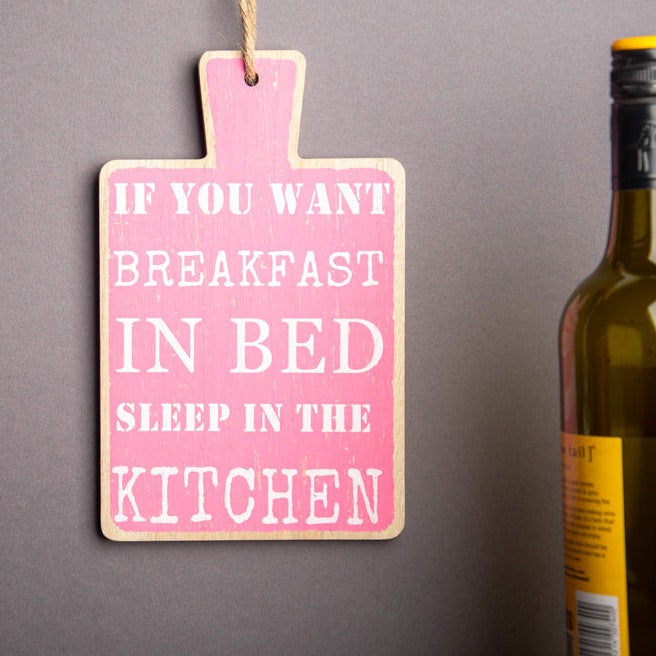 Pink Breakfast In Bed Wall Quote