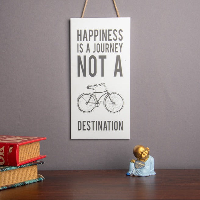 White Happiness Journey Wall Quote