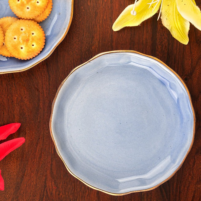 Gold Ceramic Plate Blue